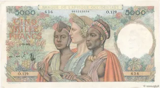 French West Africa 5.000 Francs, 1950 image