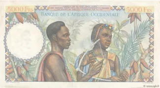 French West Africa 5.000 Francs, 1947-1950 reverse