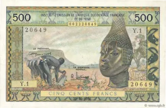 French West Africa 500 Francs, 1956 image