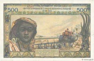 French West Africa 500 Francs, 1956 reverse