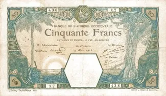 French West Africa 50 Francs, 1905-1916