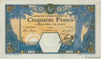 French West Africa 50 Francs, 1919-1929