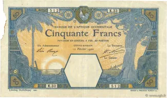 French West Africa 50 Francs, 1920-1924