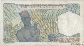 French West Africa 50 Francs, 1955 reverse