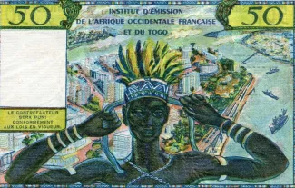 French West Africa 50 Francs, 1956 reverse