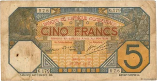 French West Africa 5 Francs, 1904-1918