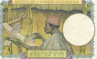 French West Africa 5 Francs, 1934-1941 reverse