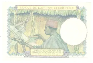 French West Africa 5 Francs, 1941-1942 reverse