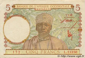 French West Africa 5 Francs, 1943