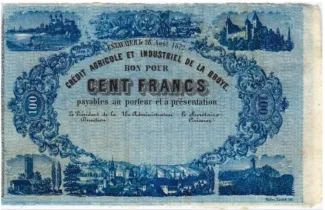 Fribourg 100 Francs, 1872 image