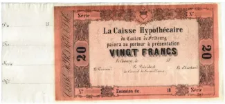 Fribourg 20 Francs, 1865 image
