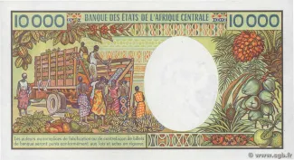 Gabon 10 000, 1984-1991 reverse