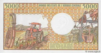 Gabon 5.000 Francs, 1984-1991 reverse
