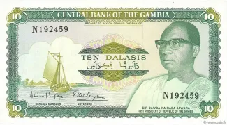 Gambia 10 Dalasis, 1972-1990 obverse