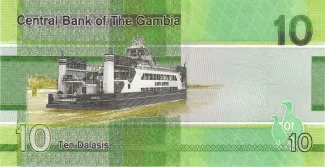 Gambia 10 Dalasis, 2019-2023 reverse