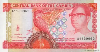 Gambia 5 Dalasis, 1991-1995 obverse