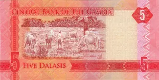 Gambia 5 Dalasis, 2015 reverse
