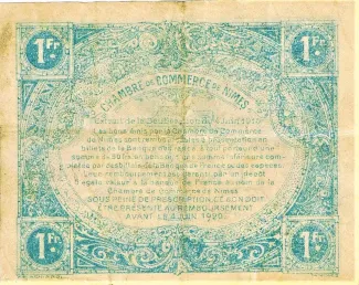 French notgeld 1 Franc, 1915 reverse