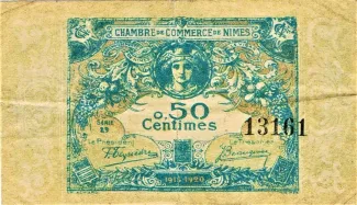 French notgeld 50 Centimes, 1915 image