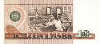 German Democratic Republic 10 Mark, 1971 reverse