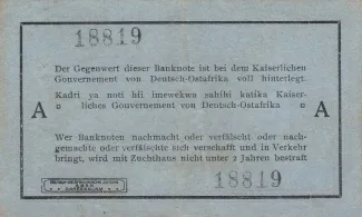 German East Africa 1 Rupie, 1915 reverse