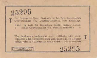 German East Africa 1 Rupie, 1915 reverse