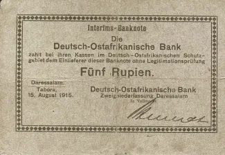 German East Africa 5 Rupien, 1915 image