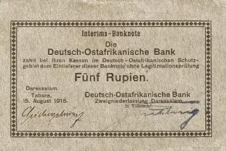 German East Africa 5 Rupien, 1915 image