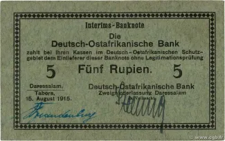 German East Africa 5 Rupien, 1915 image