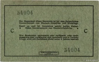 German East Africa 5 Rupien, 1915 reverse