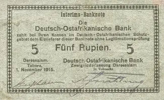 German East Africa 5 Rupien, 1915 image