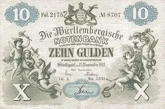 German States 10 Gulden, 1871 obverse