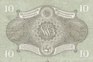 German States 10 Gulden, 1871 reverse