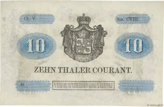 German States 10 Thaler, 1857 reverse