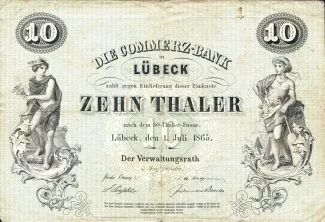 German States 10 Thaler, 1865 obverse