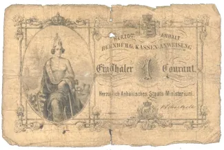 German States 1 Thaler, 1859 reverse