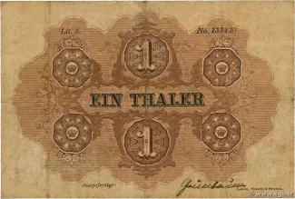 German States 1 Thaler, 1860 reverse