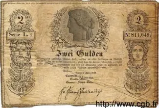 German States 2 Gulden, 1849 obverse