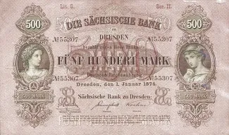 German States 500 Mark, 1874 obverse