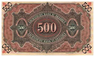 German States 500 Mark, 1890-1911 reverse