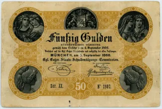 German States 50 Gulden, 1866 obverse