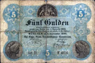 German States 5 Gulden, 1866 obverse