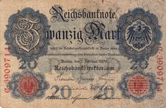Germany 20 Mark, 1906-1914 obverse