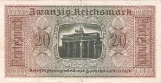 Germany 20 Reichsmark, 1940-1945 reverse