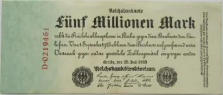 Germany 5.000.000 Mark, 1923 obverse