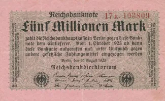 Germany 5.000.000 Mark, 1923 obverse