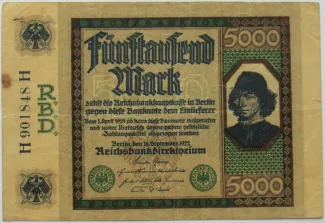 Germany 5.000 Mark, 1922 obverse