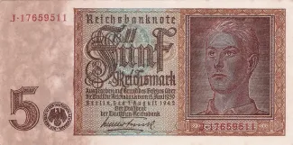 Germany 5 Reichsmark, 1942 obverse