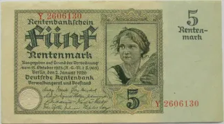 Germany 5 Rentenmark, 1926 obverse