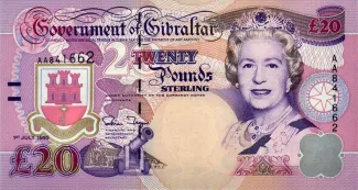 Gibraltar 20 Pounds - Elizabeth II, 1995-2006 obverse